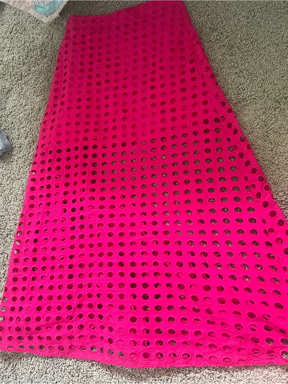 Eyelet Maxi Skirt in Vibrant Hot Pink